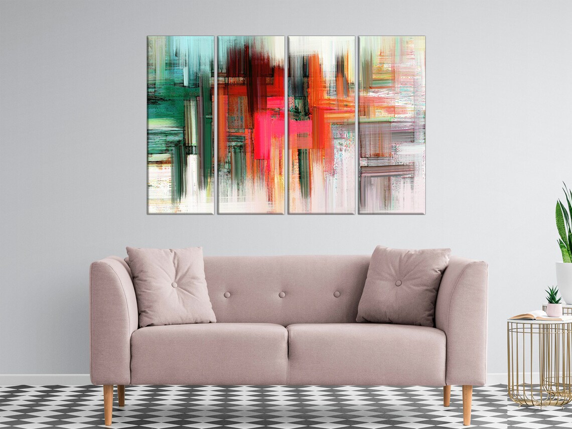 Abstract Vibrant Paint Print on Canvas-Modern Artwork Wall | Etsy