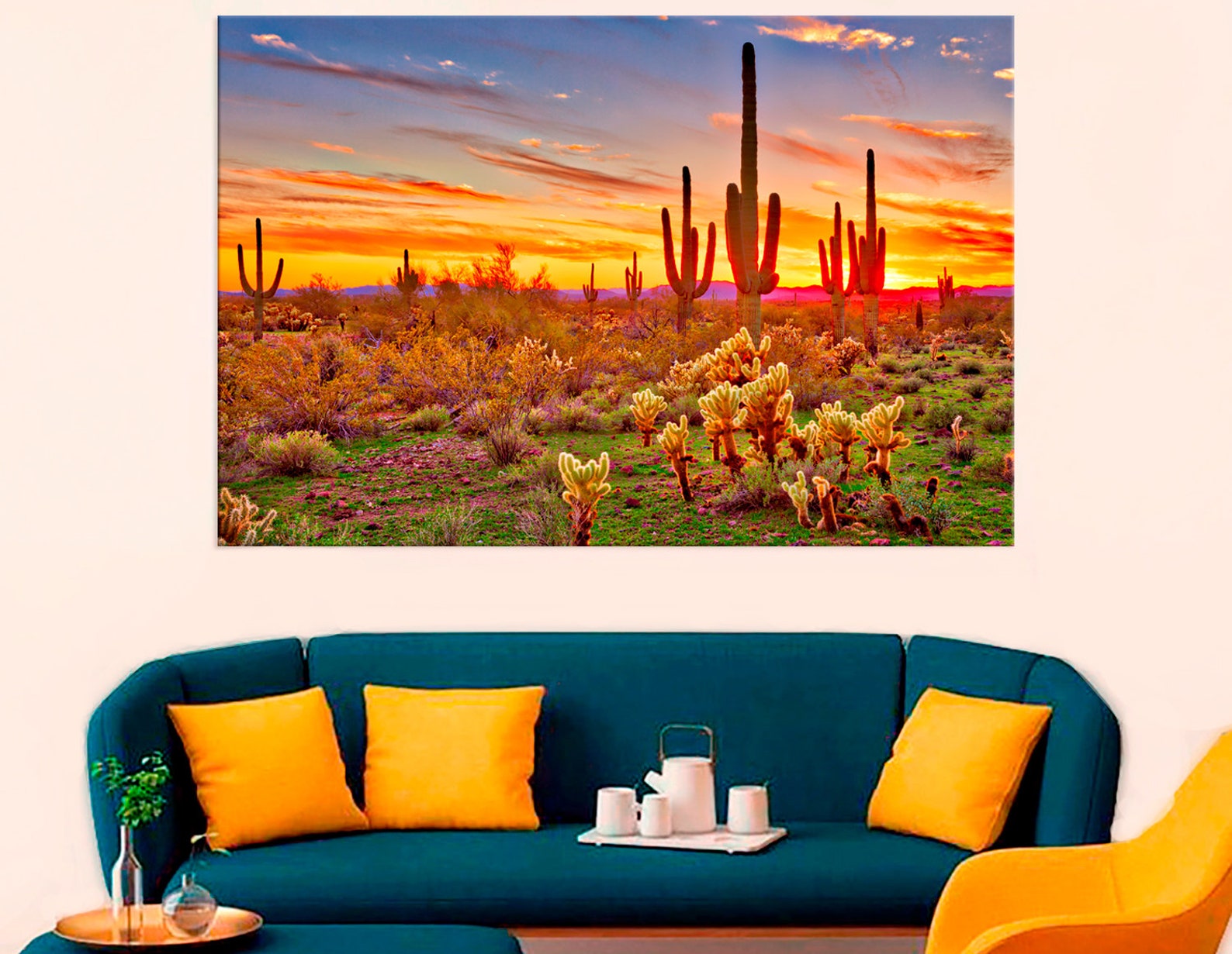 Arizona Art Sonoran Desert Print Wall Hanging Cactus Landscape Etsy