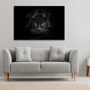Svart panter väggkonst målning | Bildtryck på kanvas | Djurbilder | Svart panter konst | Stor katt vilda djur | Konstfoto bild 2