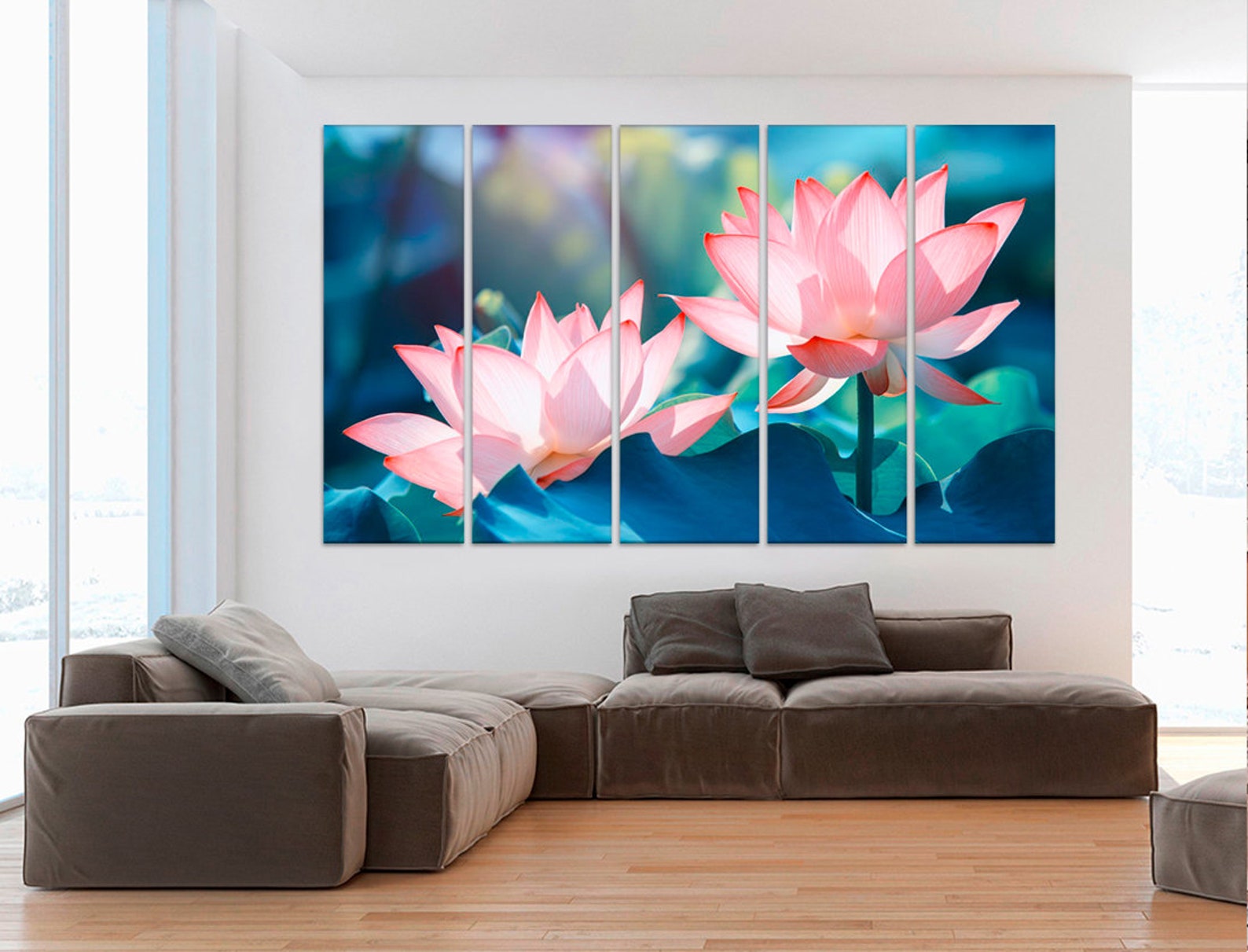 Pink Lotus Flower Wall Art Large Canvas Print Floral Wall Decoration ...