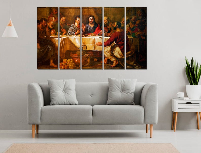 Last Supper Wall Decor Religious Print on Canvas God Jesus Christ With ...