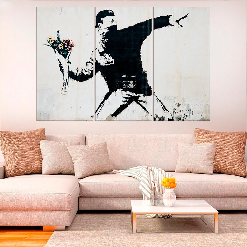 Banksy Mild Mild West Teddy Reprint on Framed Canvas Wall Art Home Decoration