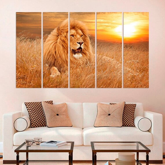 Lion Photo Living Room Wall Art Wild Life Poster Lion Animal Print Large Canvas Art Fine Art Photography Modular Pictures Childrens Wall Art