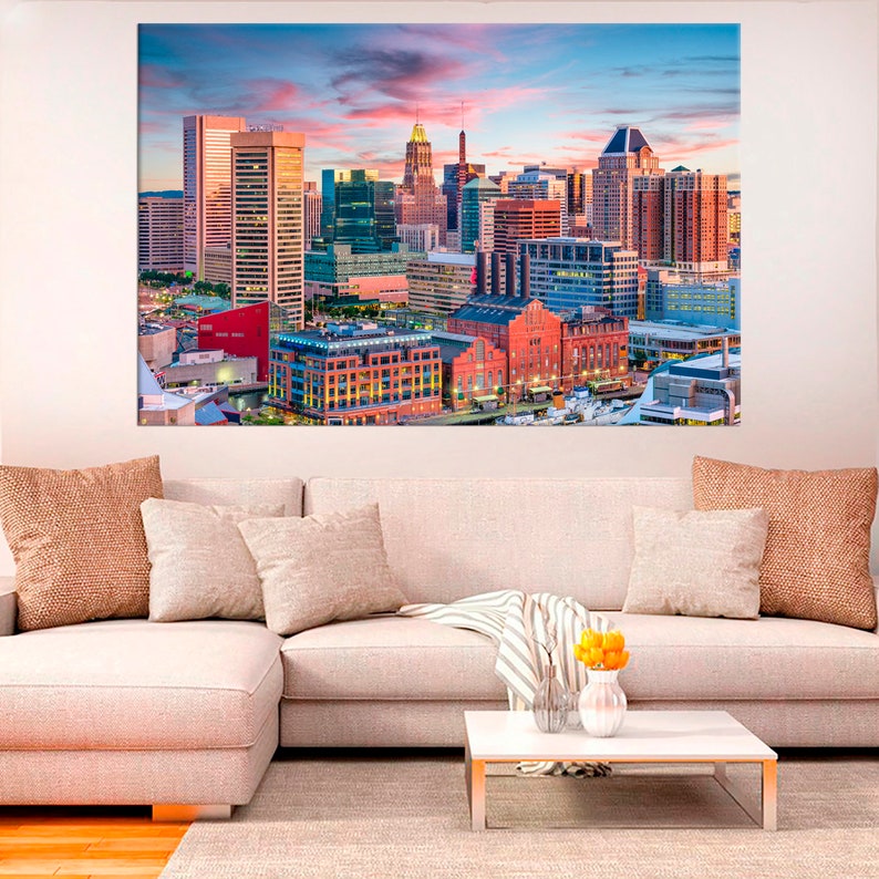 Baltimore Wall Art Skyline State Maryland Canvas Print USA Etsy
