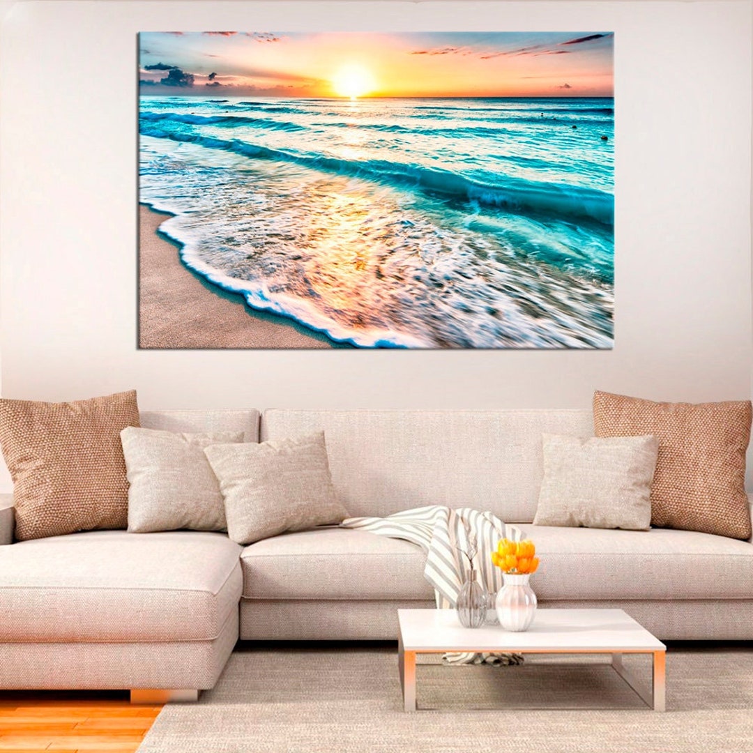 Ocean Wall Art , Beach Poster Seascape Print on Canvas , Large Wall ...