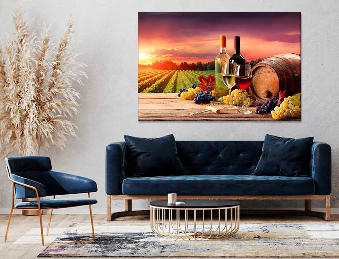 Wine Barrel Wall Art Kitchen Dining Framed Poster Red White Wine ...