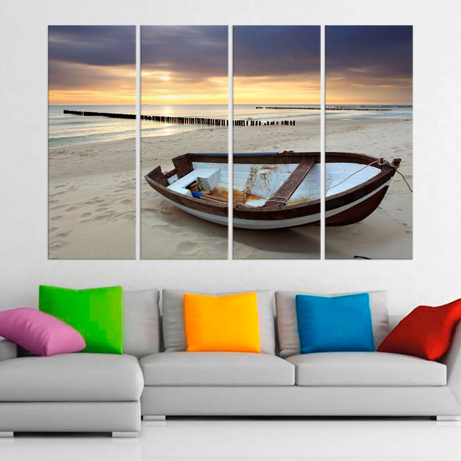 Wooden Boat Sea View Coastal Wall Art Nautical Decor Ocean Etsy