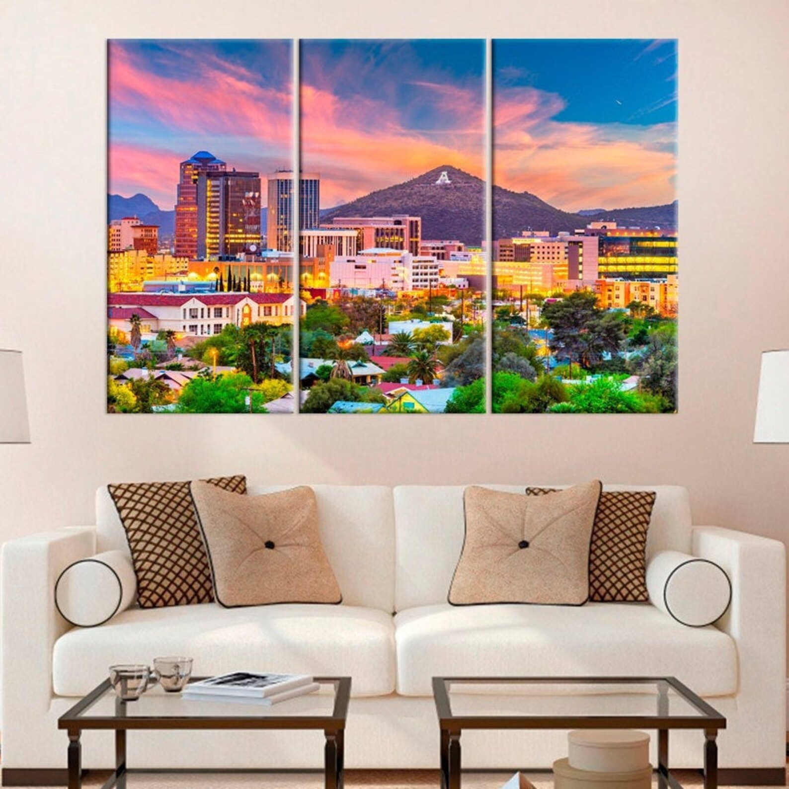 Arizona Art Tucson Cityscape Wall Art Tucson Skyline Fine Art Etsy