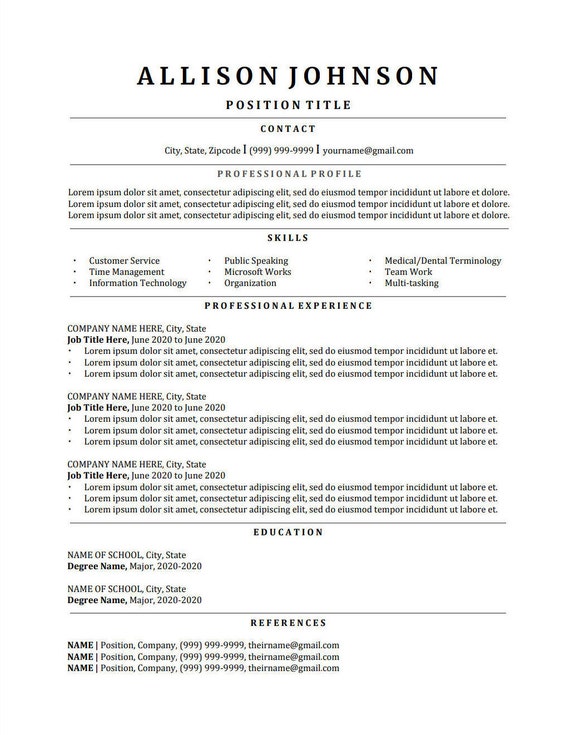 classic resume template cv template professional resume
