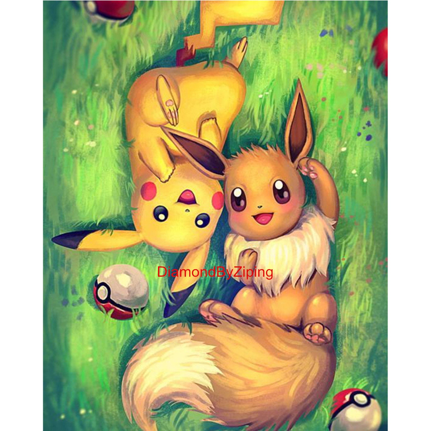 5D Diy Full Square/Round Diamond Painting Cartoon Pokemon Diamond Embroider...