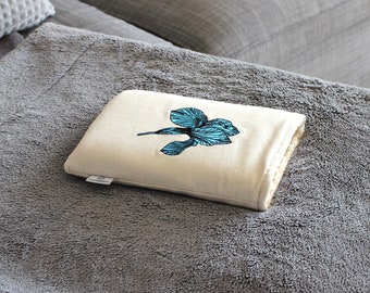 6x9 Paperback Book Sleeve with Iris Embroidery, Washable Book Protector