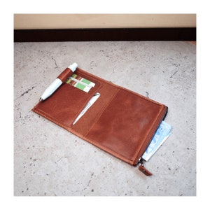 Leather Wallet Insert for Travelers Notebook Cover | Midori TN Passport Size | Brown, Gray, Green Color Options
