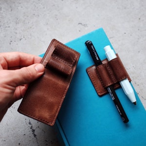 Magnetic Leather Double Pen Clip for Travelers Covers, Books & Notebooks