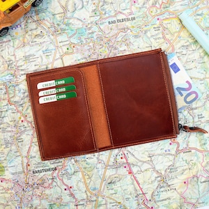 Leder Geldbörse Einsatz für Travelers Notebook: Passport-Größe - Braun, Grau, Grün