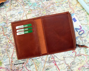 Leather Wallet Insert for Travelers Notebook: Passport Size - Brown, Gray, Green