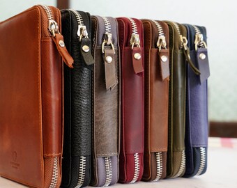 ファスナー付き5本差しレザー万年筆ケース | ペンホルダー7色 - Etsy 日本