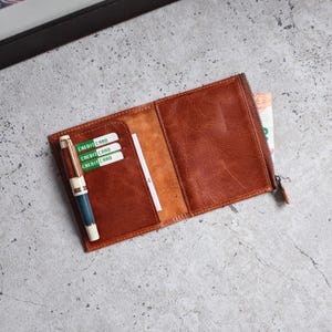 Leder Brieftasche Einsatz für Travelers Notebook Cover | Midori TN Passport Größe | Braun, Grau, Grün Farboptionen