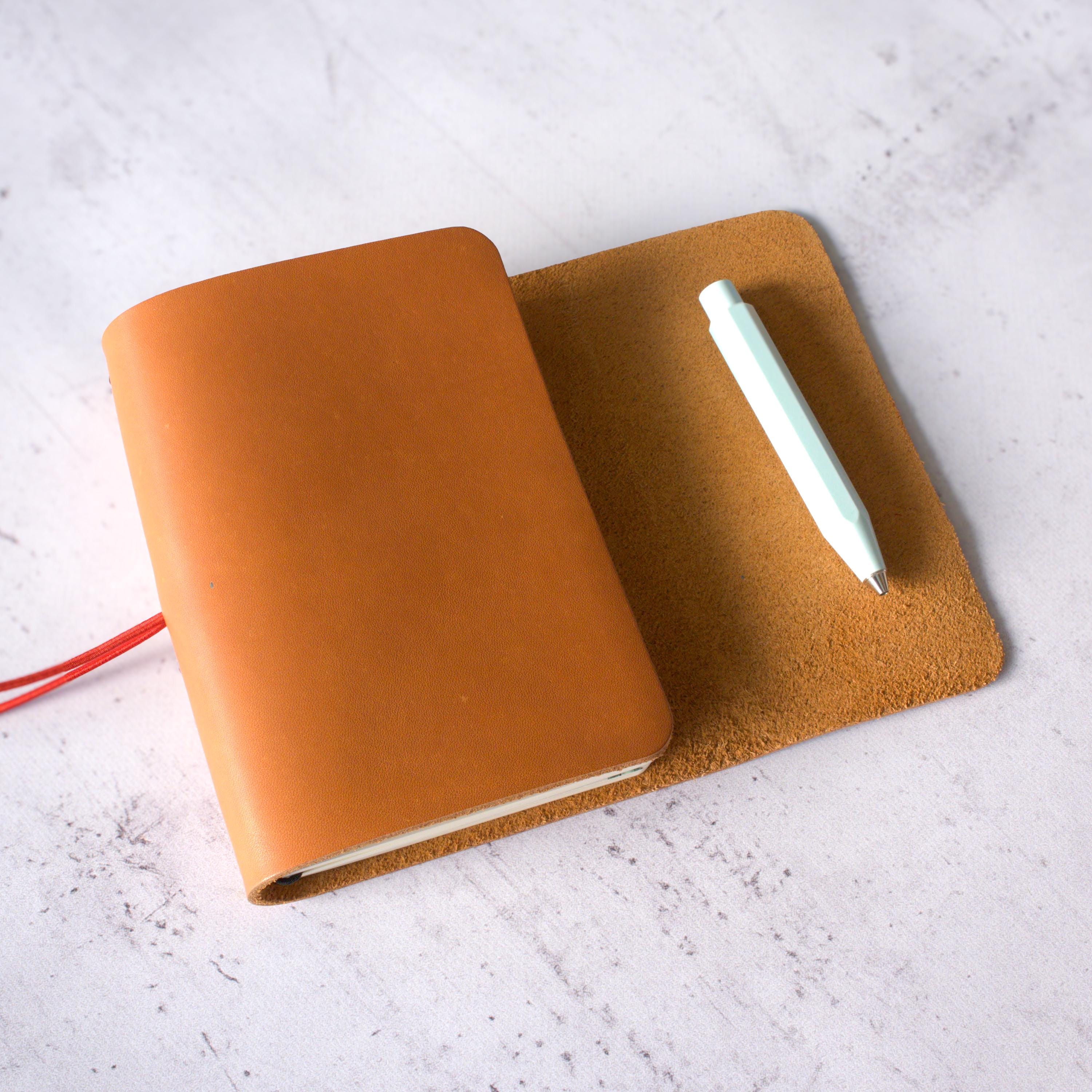 A6 Trifold Leather Traveler’s Notebook Cover | 6 Colors | Elastic Band ...