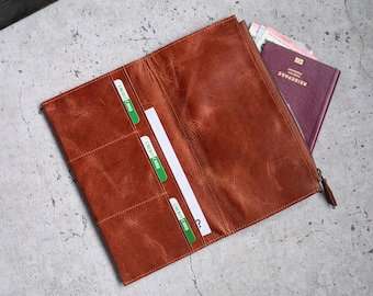 Leather Wallet Insert: Travelers Notebook Organizer - Brown, Gray, Green