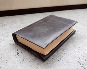 Adjustable Book Cover - Leather Book Sleeve for Paperback, Bible and Journal