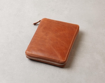 レザーA6ジッパーノートカバー：Leuchtturm1917、Field Notesに適合