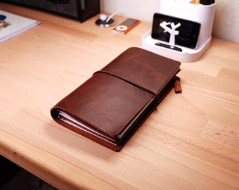 Leather Travelers Notebook Cover with Wallet Insert - Regular Standard Size