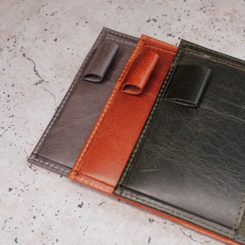 Leather Wallet Insert for Travelers Notebook Cover Midori TN Passport Size Brown, Gray, Green Color Options image 7