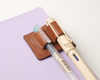 Magnetischer Doppel-Pen-Clip aus Leder für Travelers Covers, Bücher & Notebooks