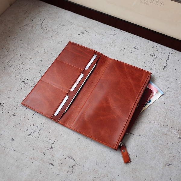 Leather Wallet Insert for Travelers Notebook Cover | Midori TN Regular Size | Brown, Gray, Green Color Options