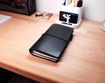 Travelers Notebook Lederhülle: Nachfüllbares Tagebuch in normaler Größe mit Brieftasche