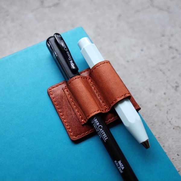 Magnetic Leather Double Pen Clip for Travelers Covers, Books & Notebooks