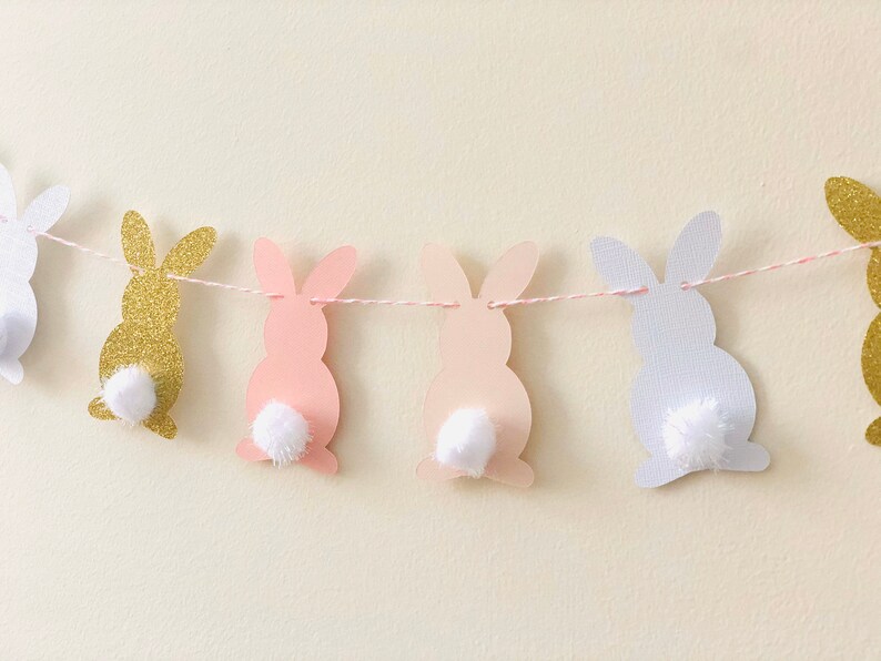 Bunny Garland, Bunny Banner, Baby shower Garland, Easter Banner, Bunny Birthday Banner, Some Bunny is One, Bunny Decor, Easter Decor image 2