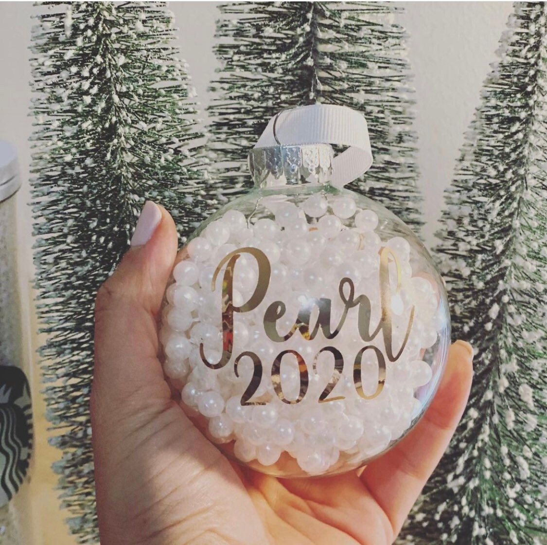 Personalized Pearl Holiday Christmas Ornament