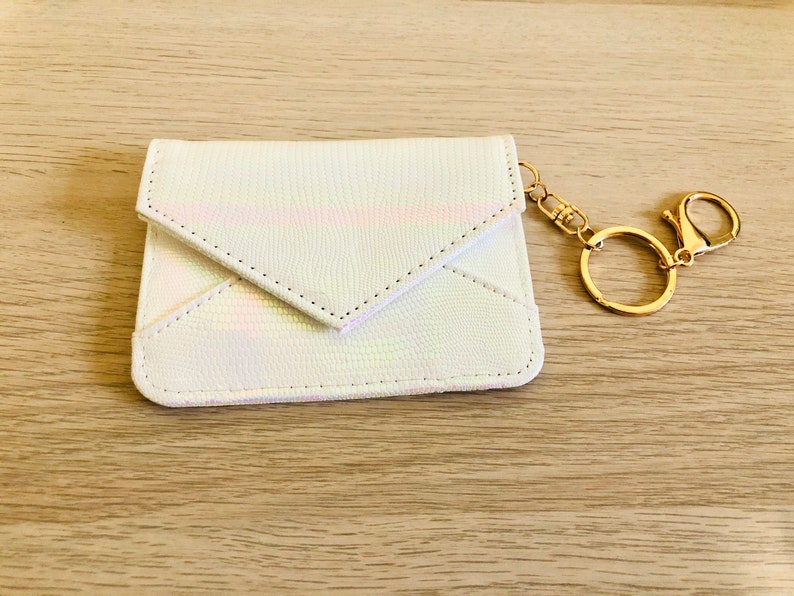 Personalozed Credit Card Holder Monogram Vegan Key Ring Etsy
