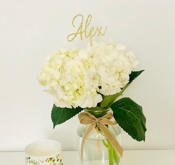 12 Personalized Glitter Centerpiece Custom Name Centerpiece Etsy