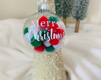 Pom Pom Ornament, Chritsmas Ornament, Personalized Christmas Ornament,Pom Pom Ornaments, kids ornament, Christmas Decor