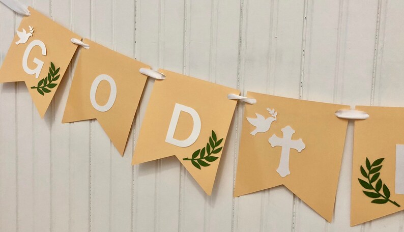 God Bless Banner Banner for Christening First Communion Banner Personalized Christenjng Banner