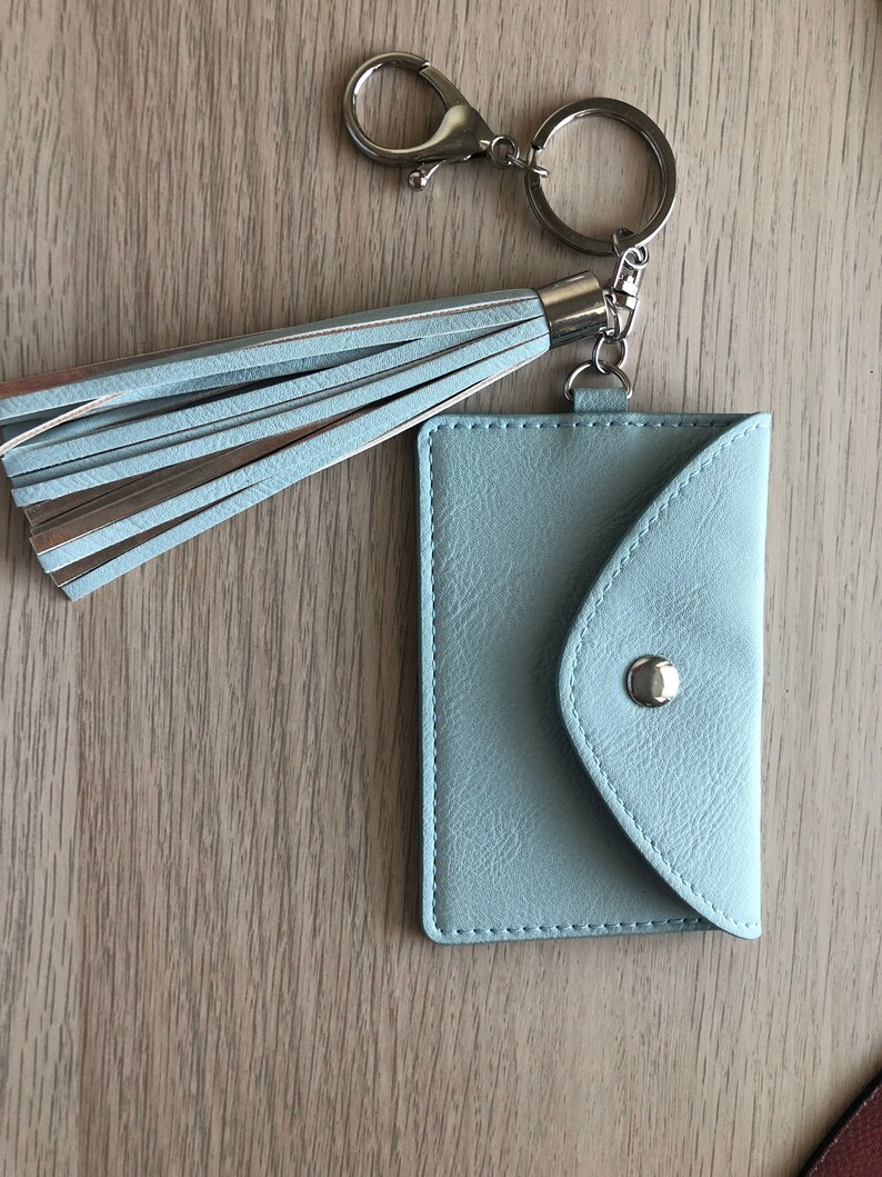 Personalozed Credit Card Holder Monogram Vegan Key Ring Etsy
