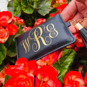 Monedero monograma para titular de tarjeta, estuche de identificación, regalo de dama de honor, monedero personalizado, llavero personalizado, titular de tarjeta personalizado, regalo personalizado