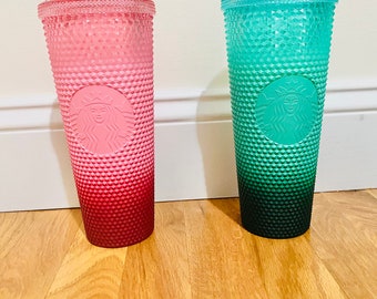 Starbucks 2022 Studded Winter Collection-Starbucks Mint Blue Teal Green-Waxberry gradient Bling Studded Tumbler