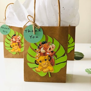 Lion King Party Favor Bags: Kraft Brown Birthday Supplies (Set of 6)