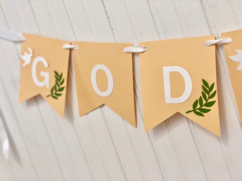 God Bless Banner Banner for Christening First Communion Banner Personalized Christenjng Banner