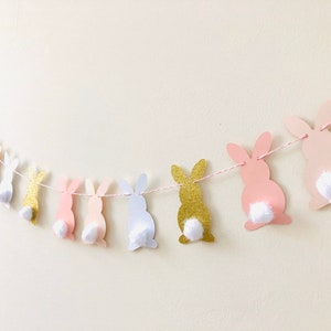 Bunny Garland, Bunny Banner, Baby shower Garland, Easter Banner, Bunny Birthday Banner, Some Bunny is One, Bunny Decor, Easter Decor image 1