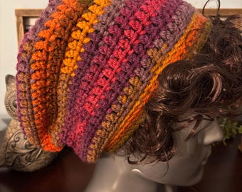 Large Slouch Hat Unisex, Wool Blend Slouch Beanie, Handmade