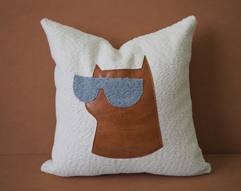 Handmade Cat Throw Pillow Cover, Accent Pillow