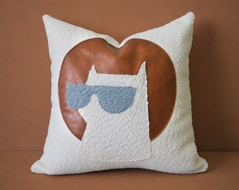 Cool Cat Pillow Cover, Handmade Accent Pillow