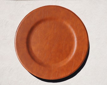 Elegant 13-Inch Vegan Leather Charger Plate in Camel - Handcrafted Modern Heirloom for Stylish Dining