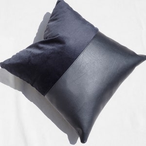 Velvet Vegan Leather Throw Pillow Cover Black
