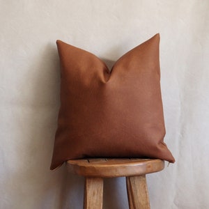 Vegan leather pillow cover, COGNAC