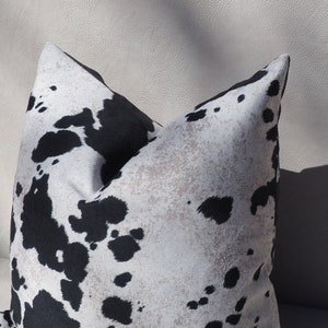 Velvety Pillow Cover, Black Cow Print